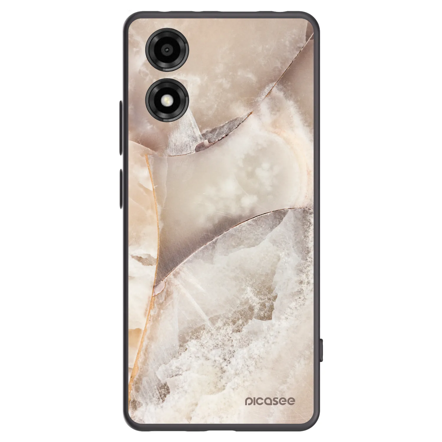 Picasee Motorola Moto E14 Hülle - Schwarzes Silikon - Cream marble