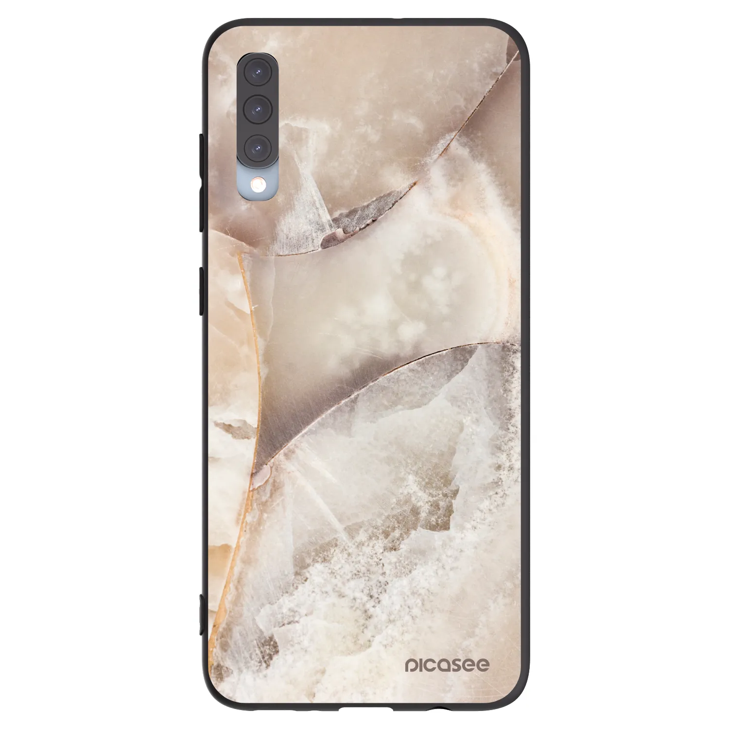 Picasee Samsung Galaxy A70 A705F Hülle - Schwarzes Silikon - Cream marble