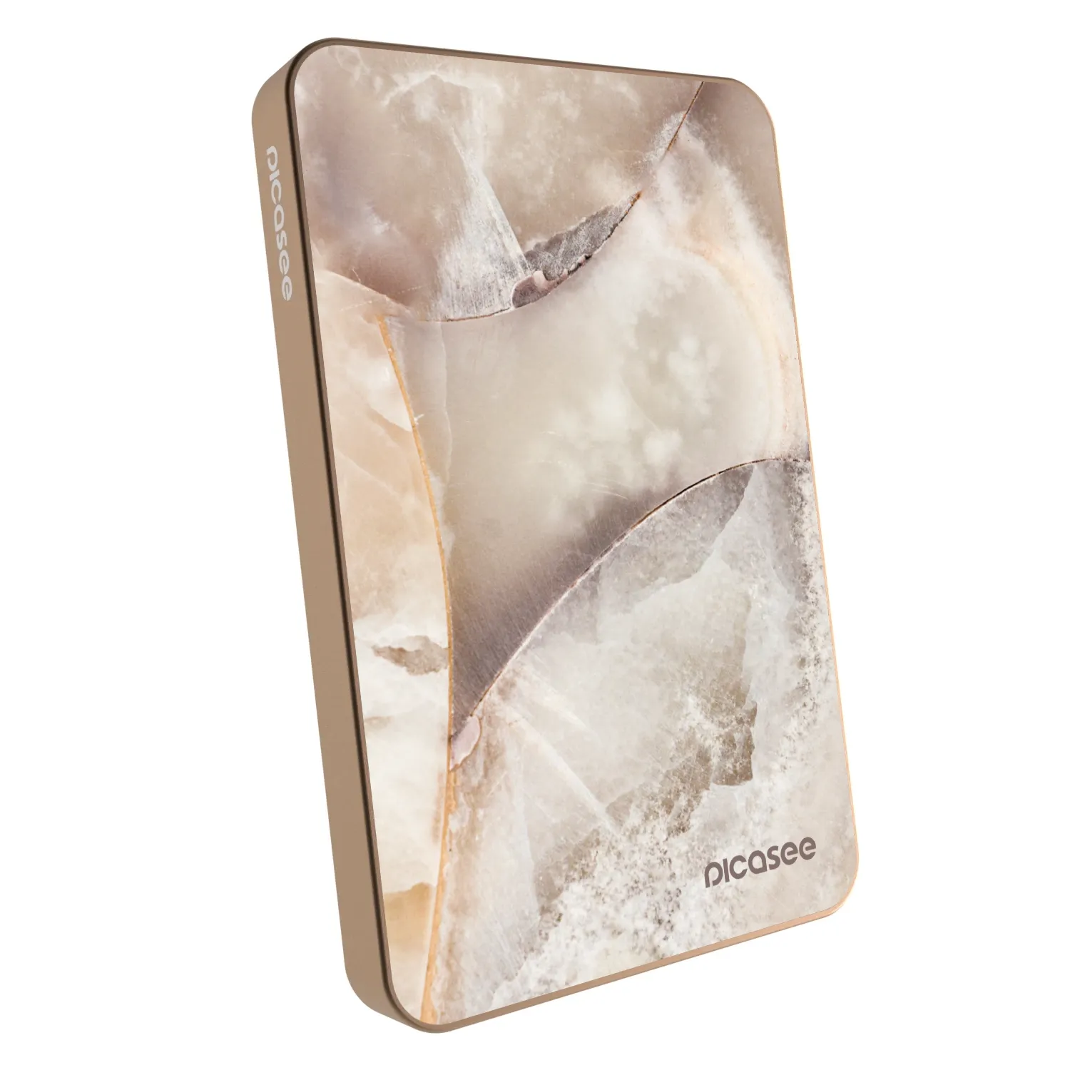 Picasee Powerbank mit MagSafe 5 000 mAh Golden - Cream marble