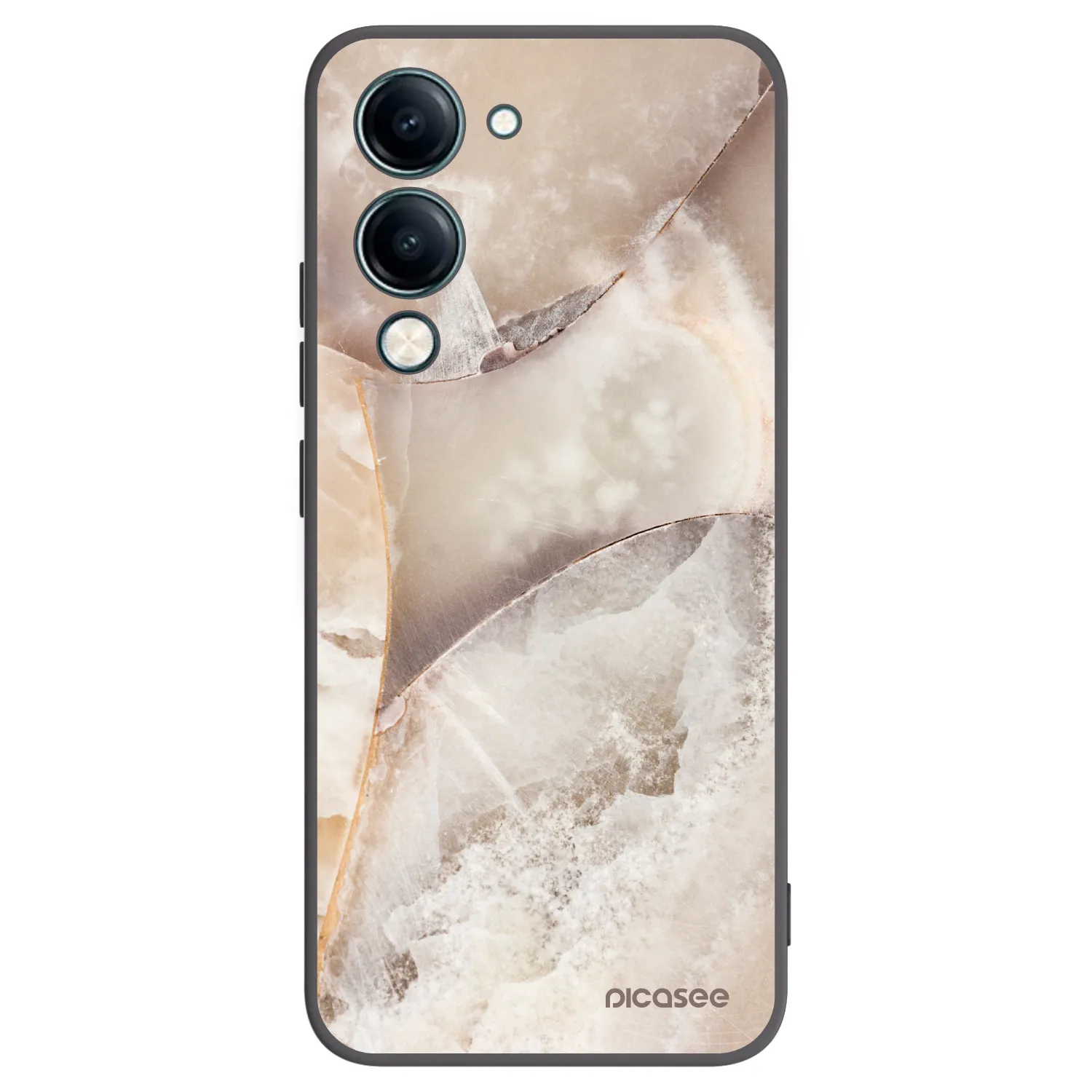 Picasee Vivo Y29s 5G Hülle - Schwarzes Silikon - Cream marble