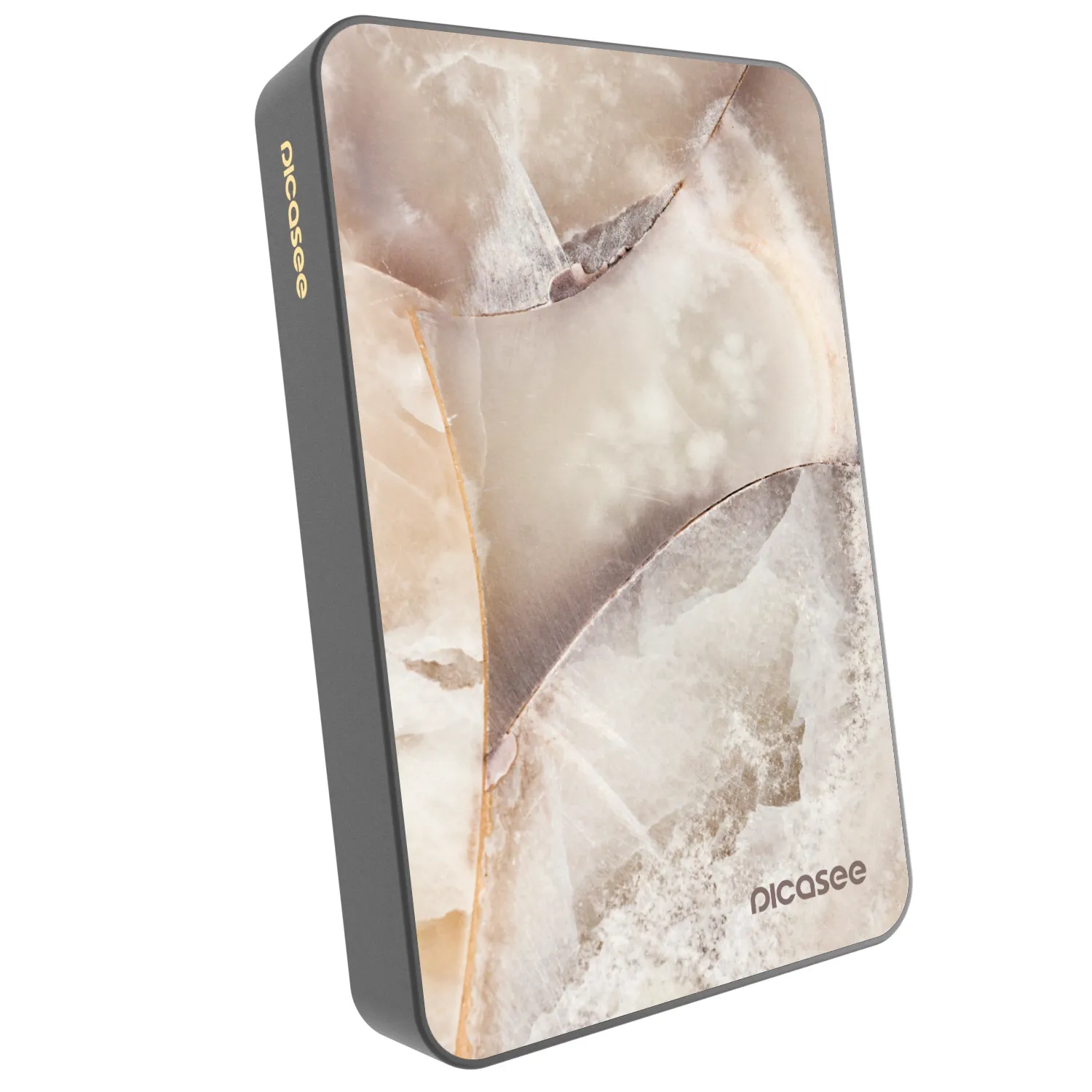 Picasee Powerbank mit MagSafe 10 000 mAh Grau - Cream marble