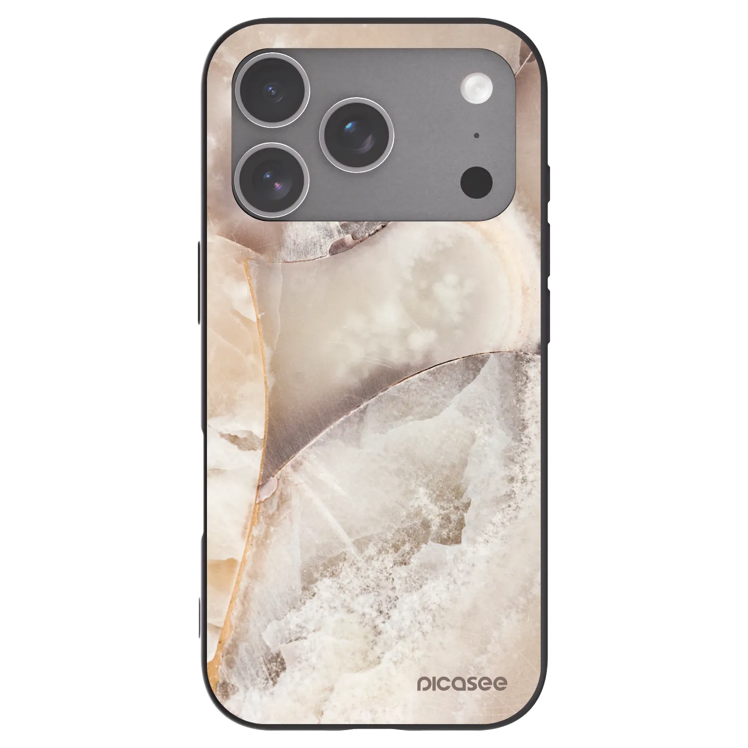 Picasee Apple iPhone 18 Pro Hülle - Schwarzes Silikon - Cream marble