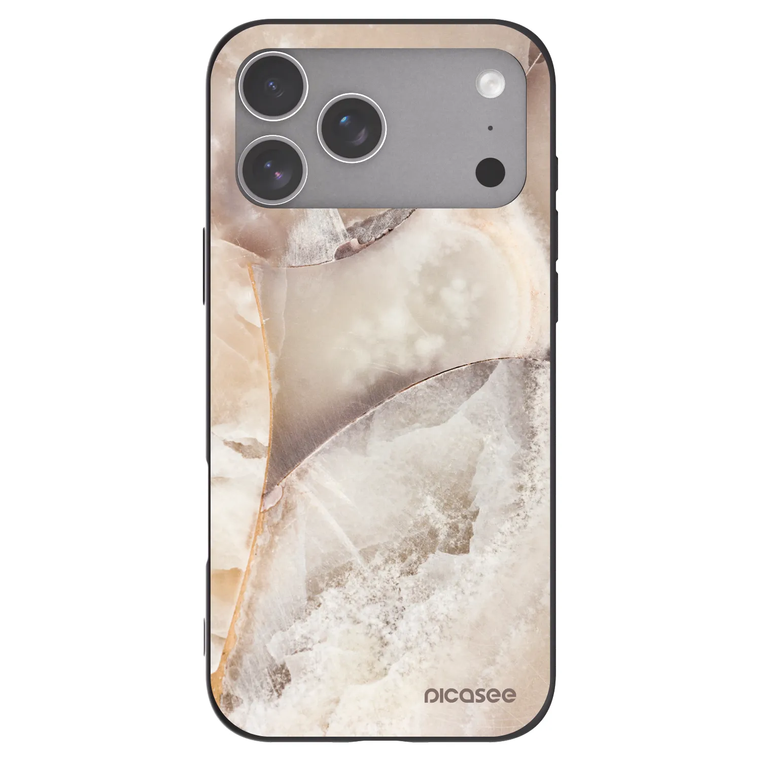 Picasee Apple iPhone 18 Pro Max Hülle - Schwarzes Silikon - Cream marble