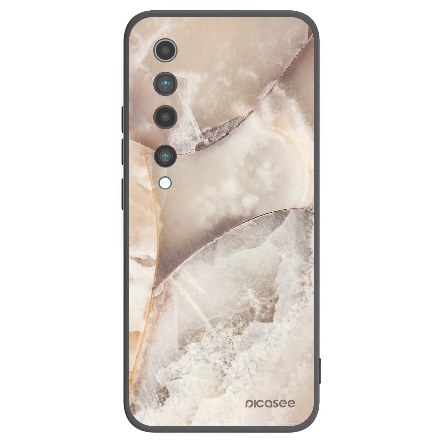 Picasee Xiaomi Mi 10 Hülle - Schwarzes Silikon - Cream marble