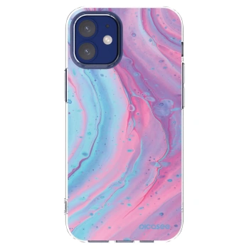 Picasee Apple iPhone 12 mini Hülle - Transparentes Silikon - Pink liquid