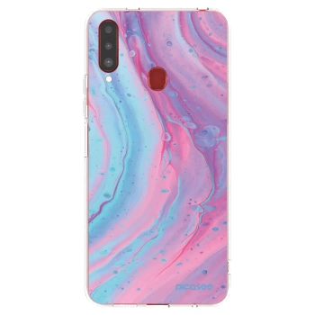 Picasee Samsung Galaxy A20s Hülle - Transparentes Silikon - Pink liquid