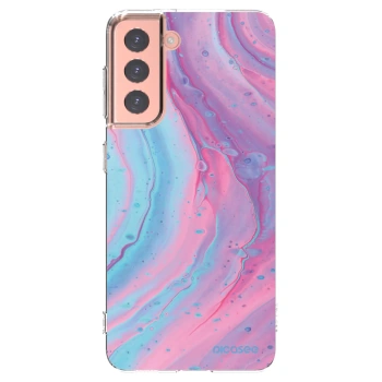 Picasee Samsung Galaxy S21 5G G991B Hülle - Transparentes Silikon - Pink liquid