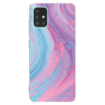Picasee Samsung Galaxy M31s Hülle - Transparentes Silikon - Pink liquid
