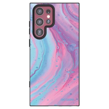 Picasee Samsung Galaxy S22 Ultra 5G Hülle - Schwarzes Silikon - Pink liquid