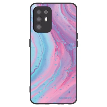 Picasee OPPO A94 5G Hülle - Schwarzes Silikon - Pink liquid