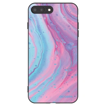 Picasee Apple iPhone 7 Plus Hülle - Schwarzes Silikon - Pink liquid
