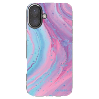 Picasee Apple iPhone 16 Plus Hülle - Transparentes Silikon - Pink liquid