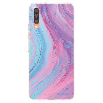 Picasee Samsung Galaxy A70 A705F Hülle - Transparentes Silikon - Pink liquid