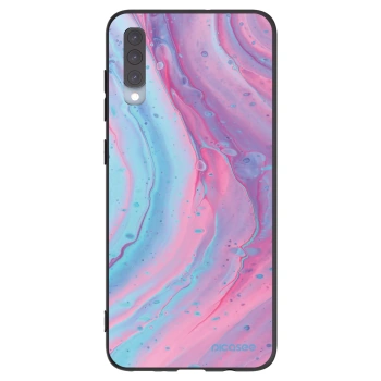 Picasee Samsung Galaxy A70 A705F Hülle - Schwarzes Silikon - Pink liquid