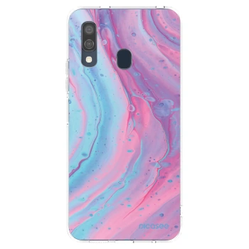 Picasee Samsung Galaxy A40 A405F Hülle - Transparentes Silikon - Pink liquid