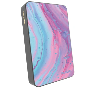 Picasee Powerbank mit MagSafe 10 000 mAh Grau - Pink liquid