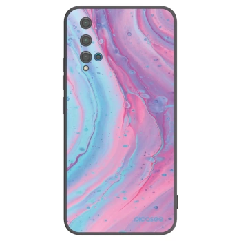 Picasee Huawei Nova 5T Hülle - Schwarzes Silikon - Pink liquid