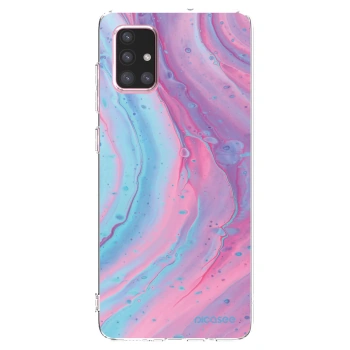 Picasee Samsung Galaxy A71 A715F Hülle - Transparentes Silikon - Pink liquid