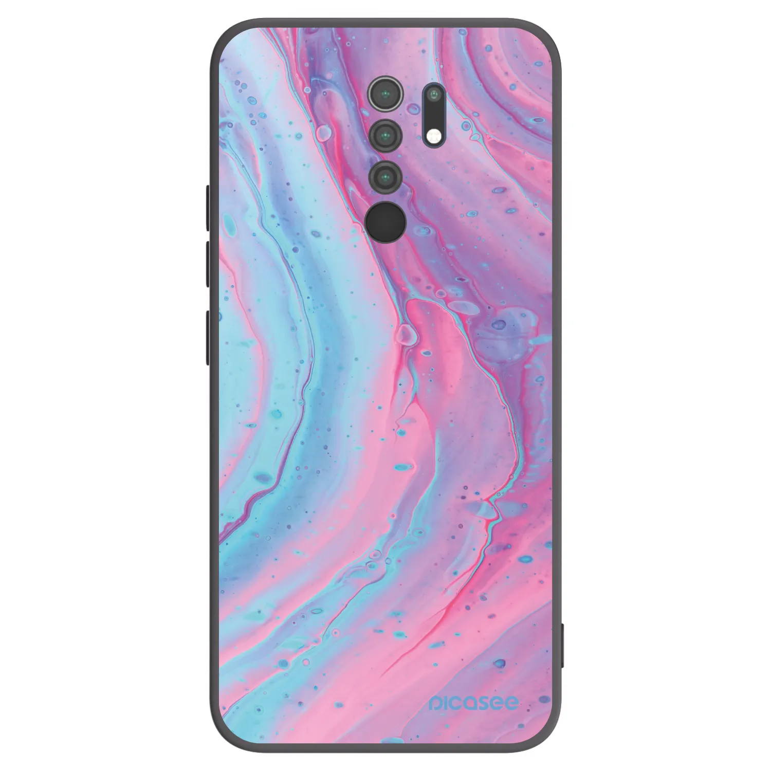 Picasee Xiaomi Redmi 9 Hülle - Schwarzes Silikon - Pink liquid