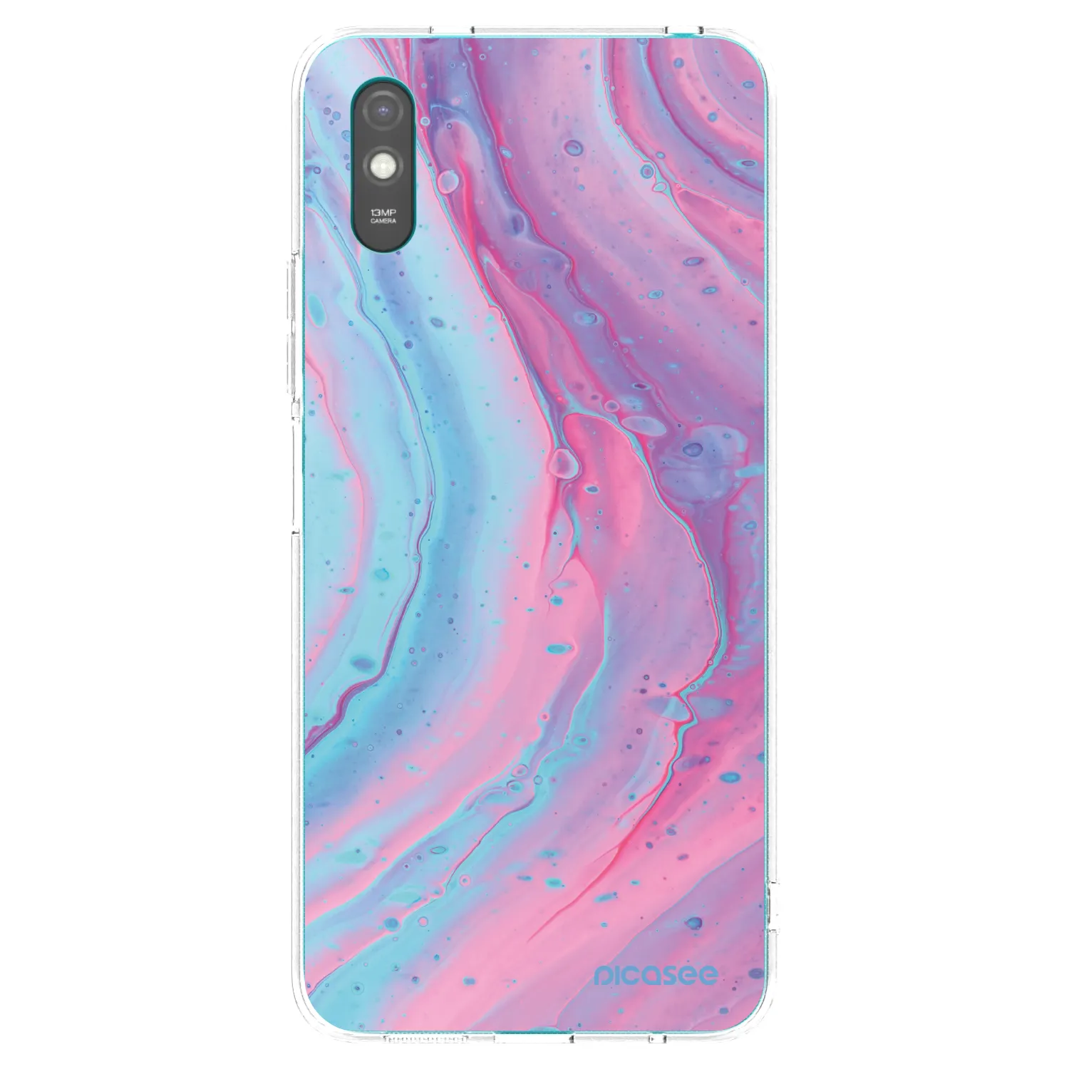 Picasee Xiaomi Redmi 9A Hülle - Transparentes Silikon - Pink liquid