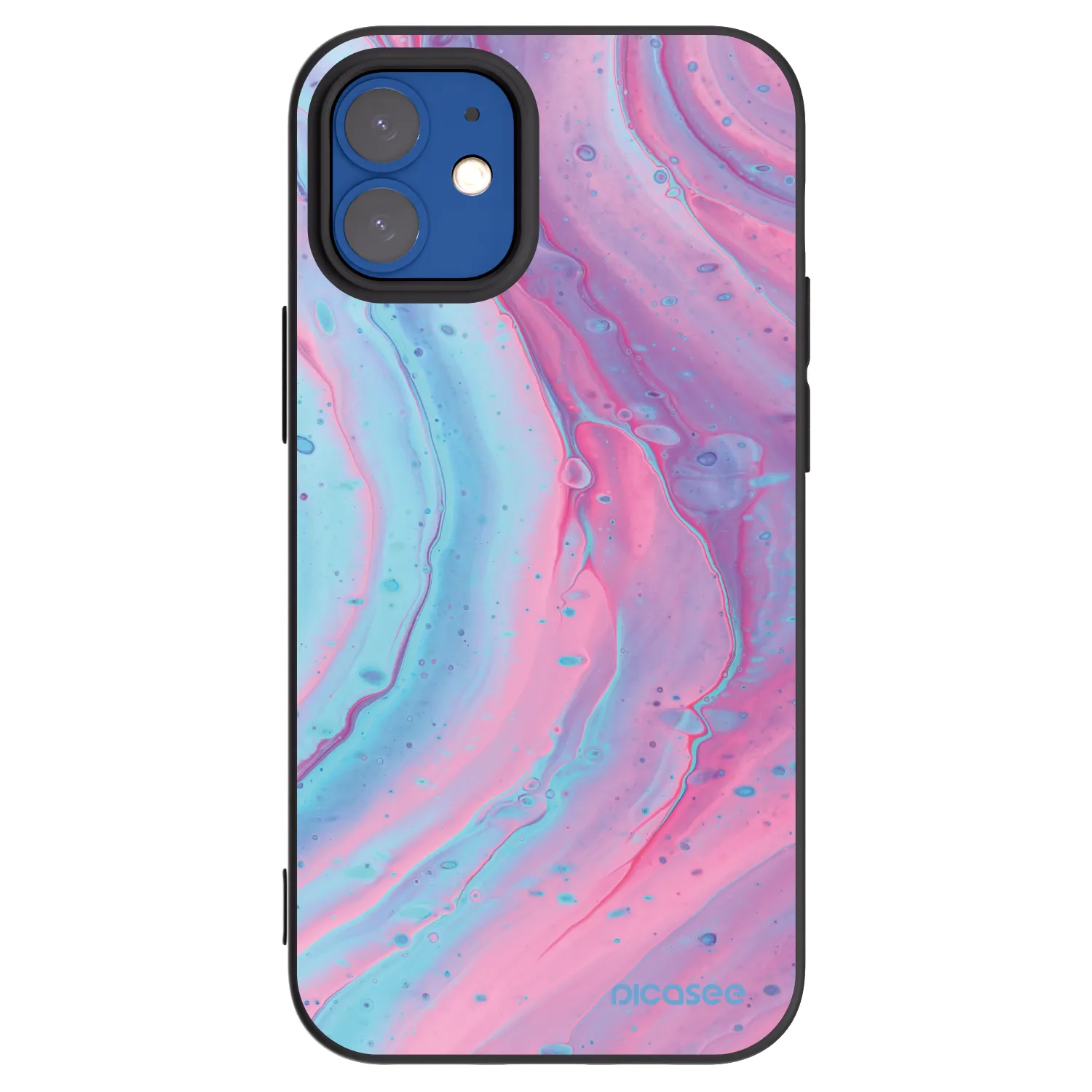 Picasee Apple iPhone 12 mini Hülle - Schwarzes Silikon - Pink liquid