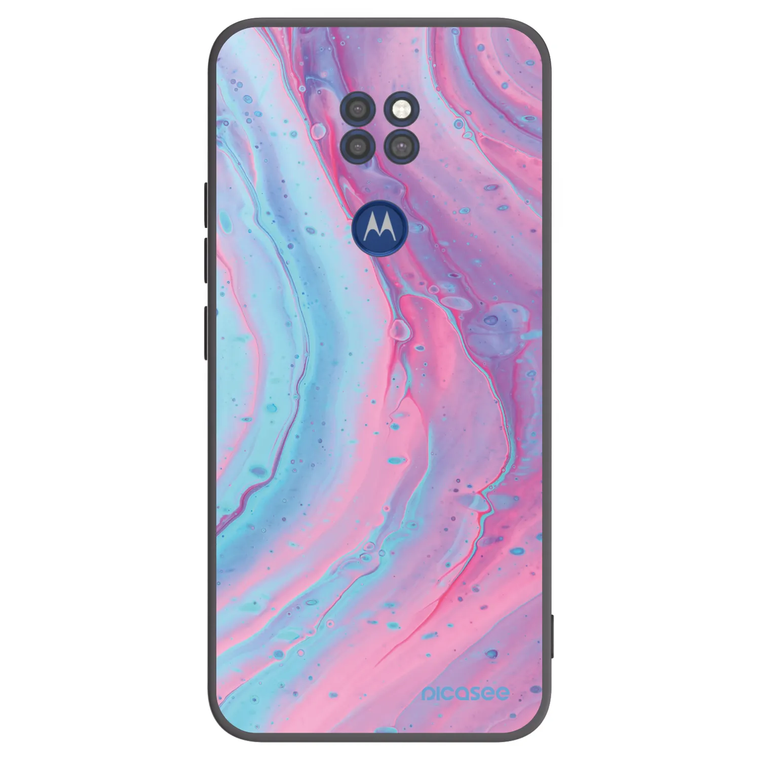 Picasee Motorola Moto G9 Play Hülle - Schwarzes Silikon - Pink liquid