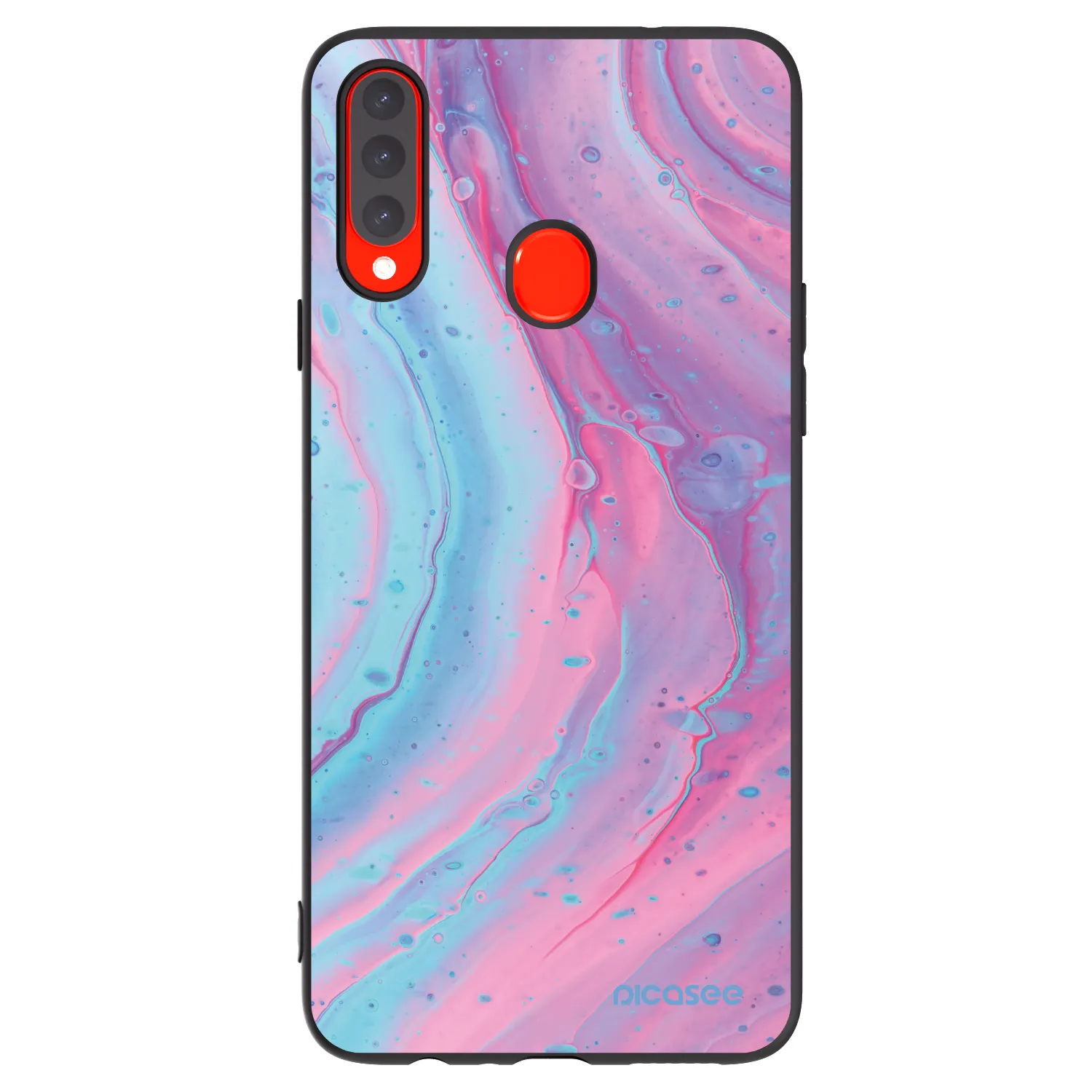 Picasee Samsung Galaxy A20s Hülle - Schwarzes Silikon - Pink liquid