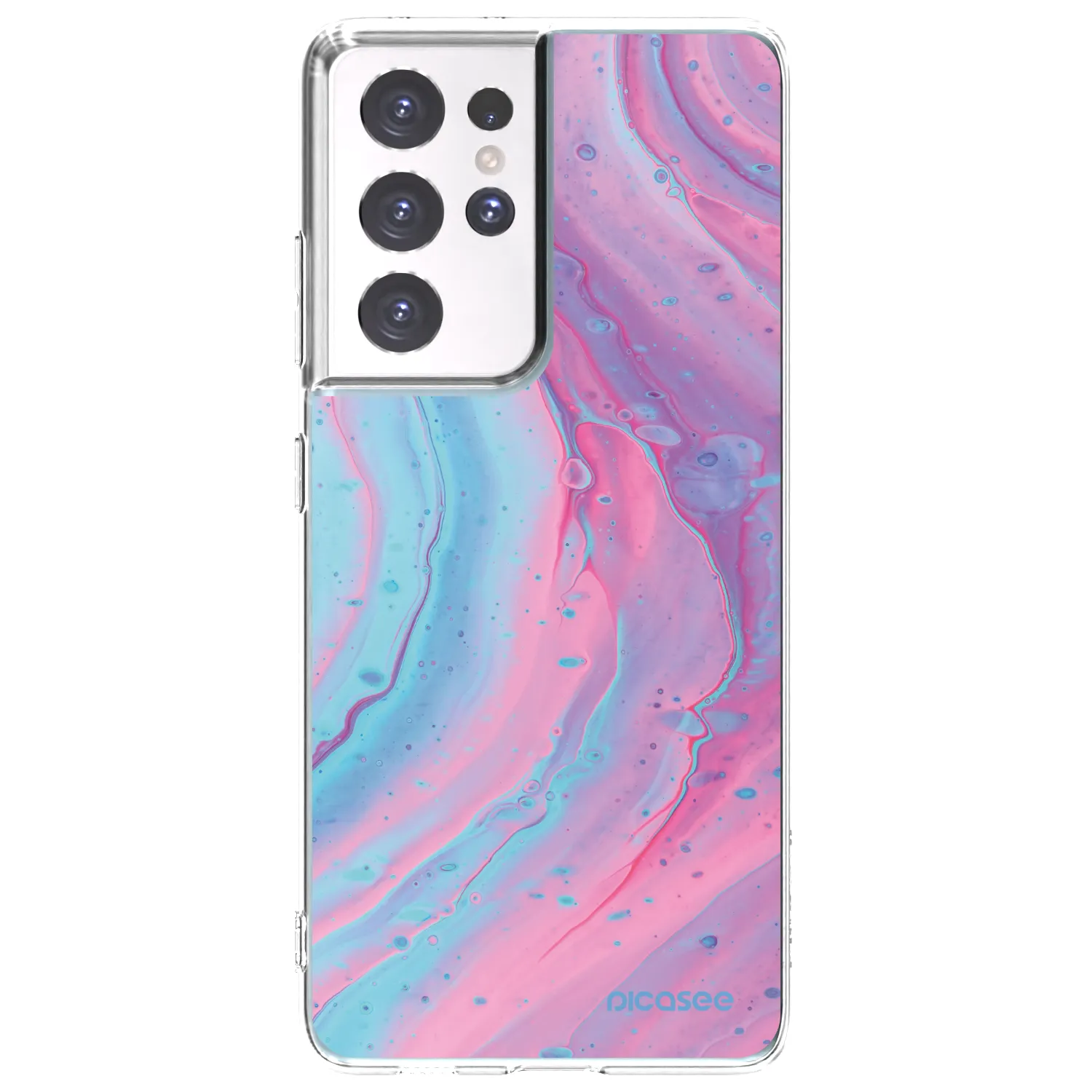 Picasee Samsung Galaxy S21 Ultra 5G G998B Hülle - Transparentes Silikon - Pink liquid