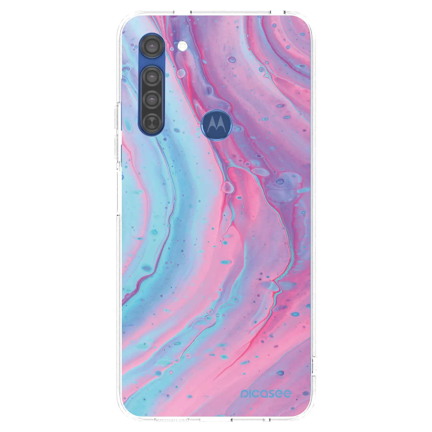 Picasee Motorola Moto G8 Hülle - Transparentes Silikon - Pink liquid