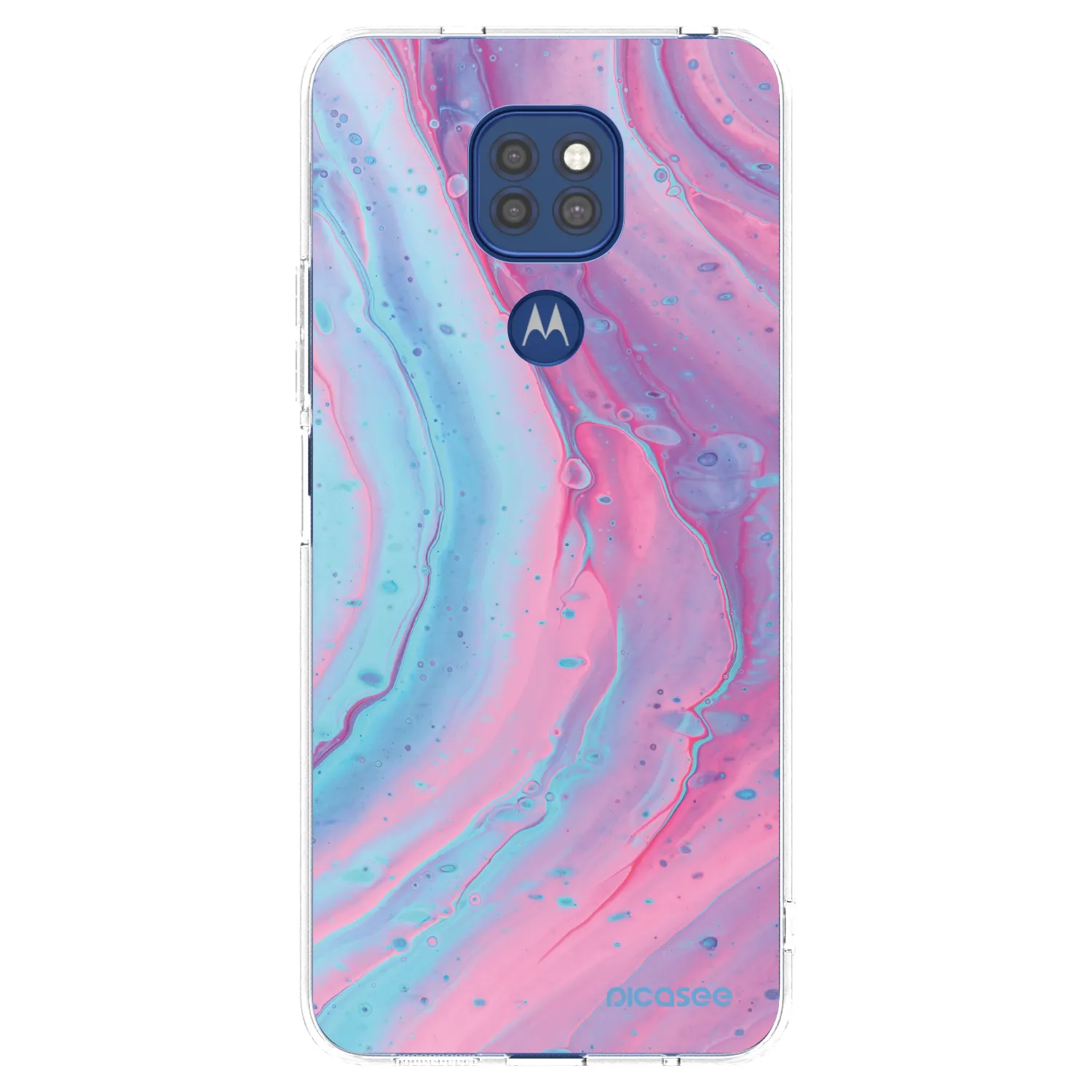 Picasee Motorola Moto G9 Play Hülle - Transparentes Silikon - Pink liquid