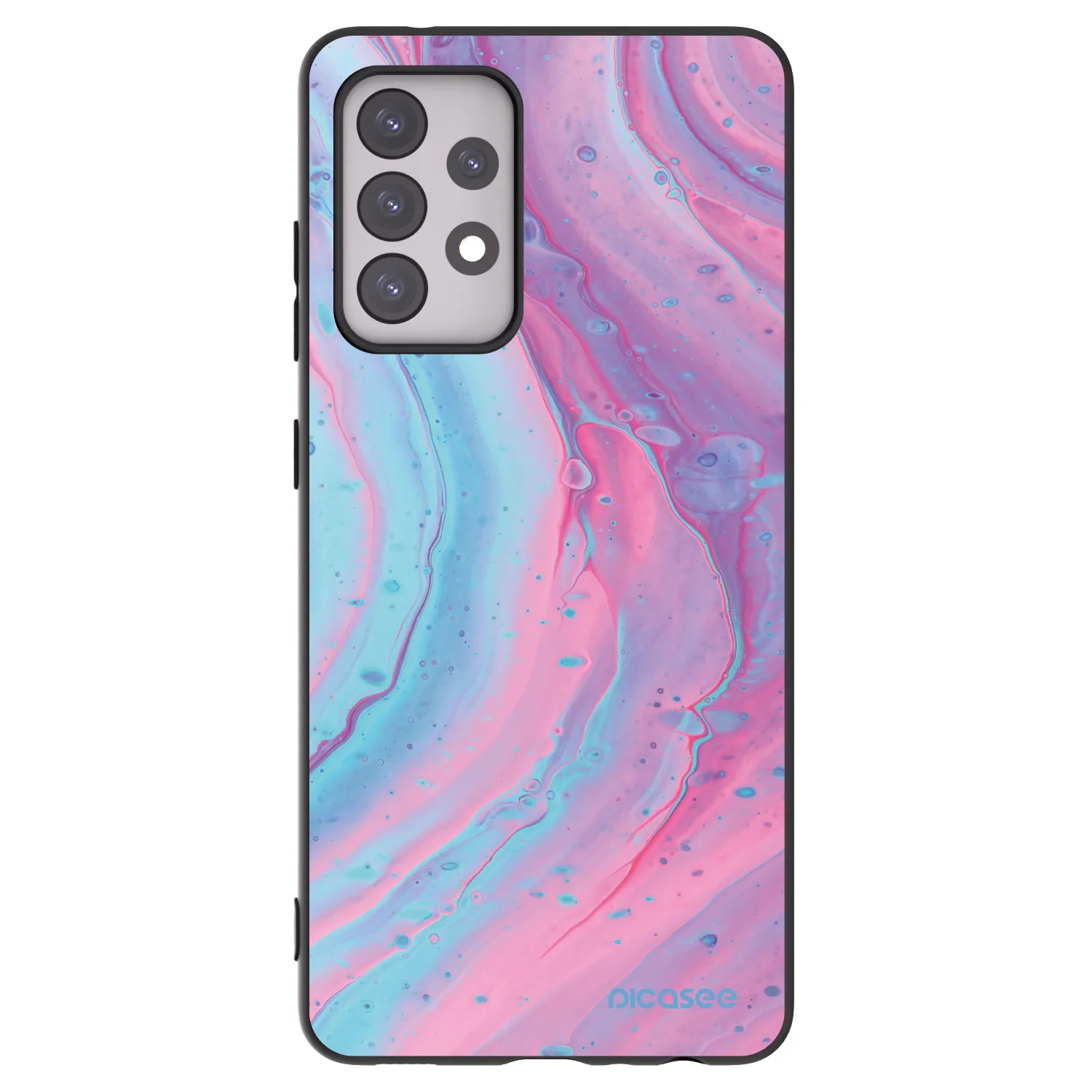 Picasee Samsung Galaxy A52 5G A525F Hülle - Schwarzes Silikon - Pink liquid