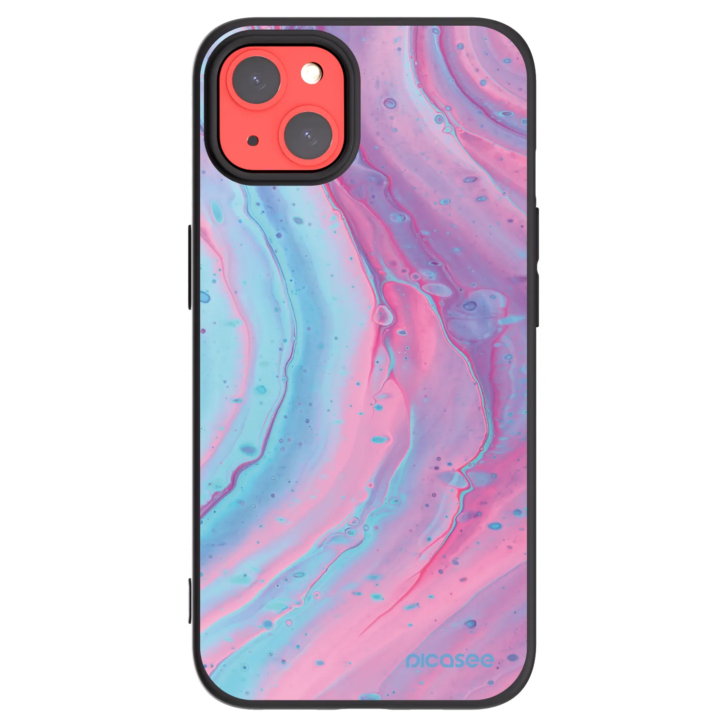 Picasee Apple iPhone 13 Hülle - Schwarzes Silikon - Pink liquid