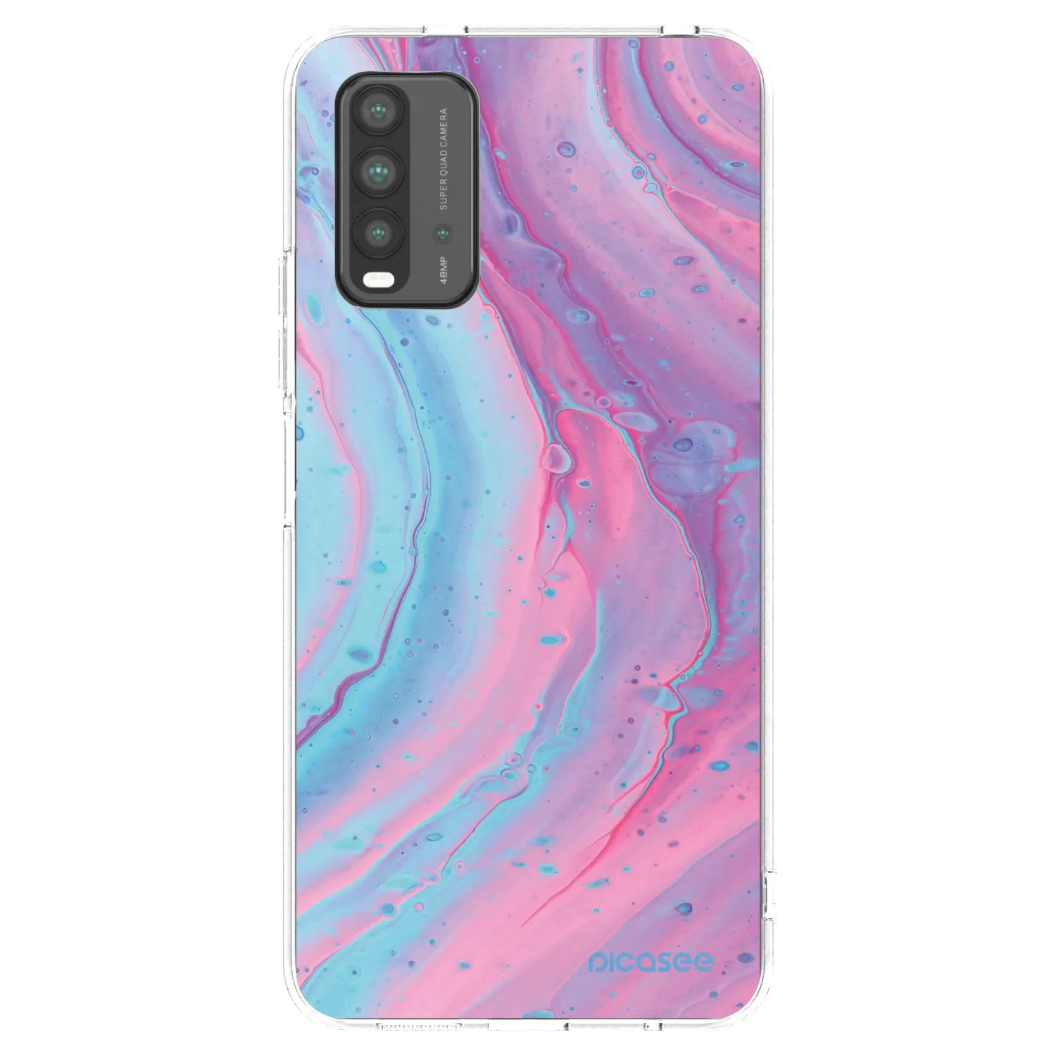 Picasee Xiaomi Redmi 9T Hülle - Schwarzes Silikon - Pink liquid