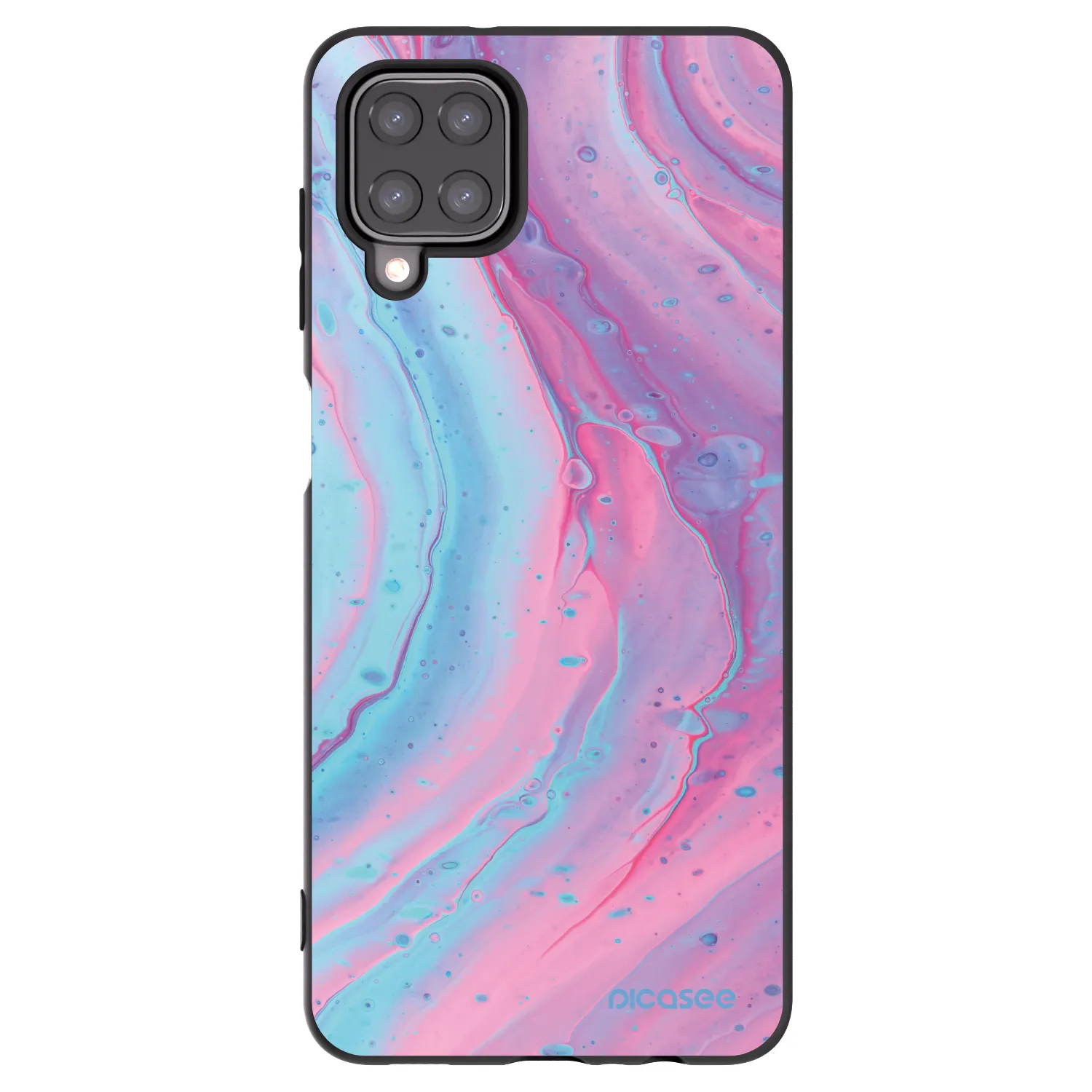 Picasee Samsung Galaxy M12 M127F Hülle - Schwarzes Silikon - Pink liquid