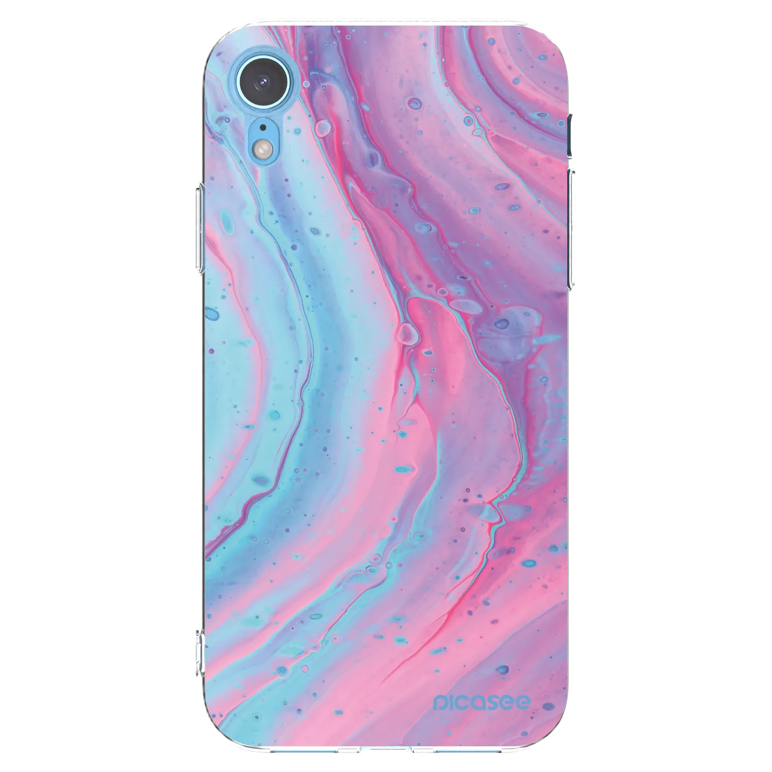 Picasee Apple iPhone XR Hülle - Transparentes Silikon - Pink liquid