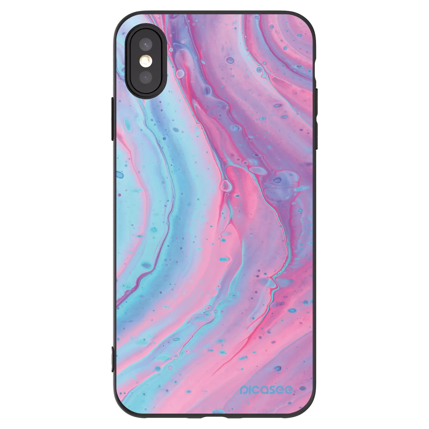 Picasee Apple iPhone XS Max Hülle - Schwarzes Silikon - Pink liquid