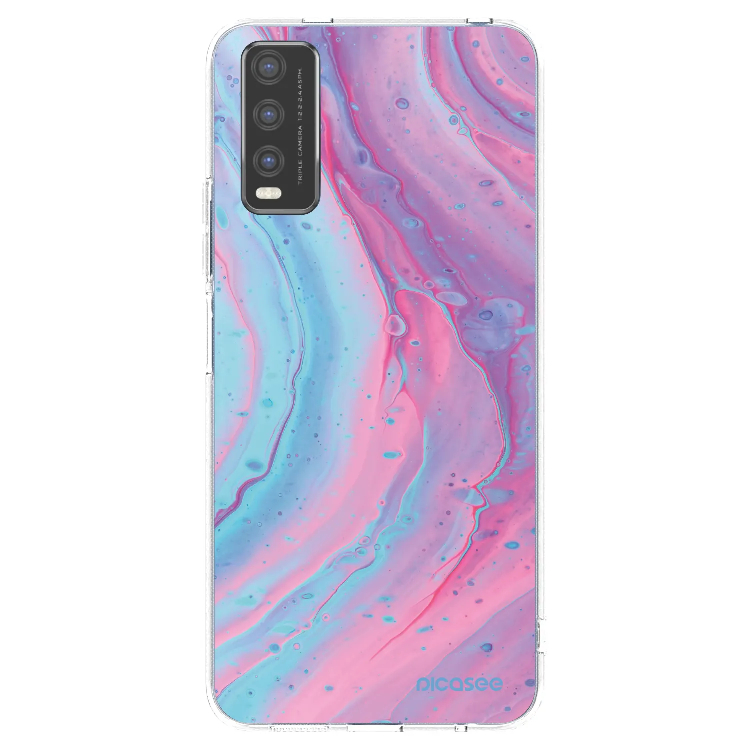 Picasee Vivo Y20s Hülle - Transparentes Silikon - Pink liquid