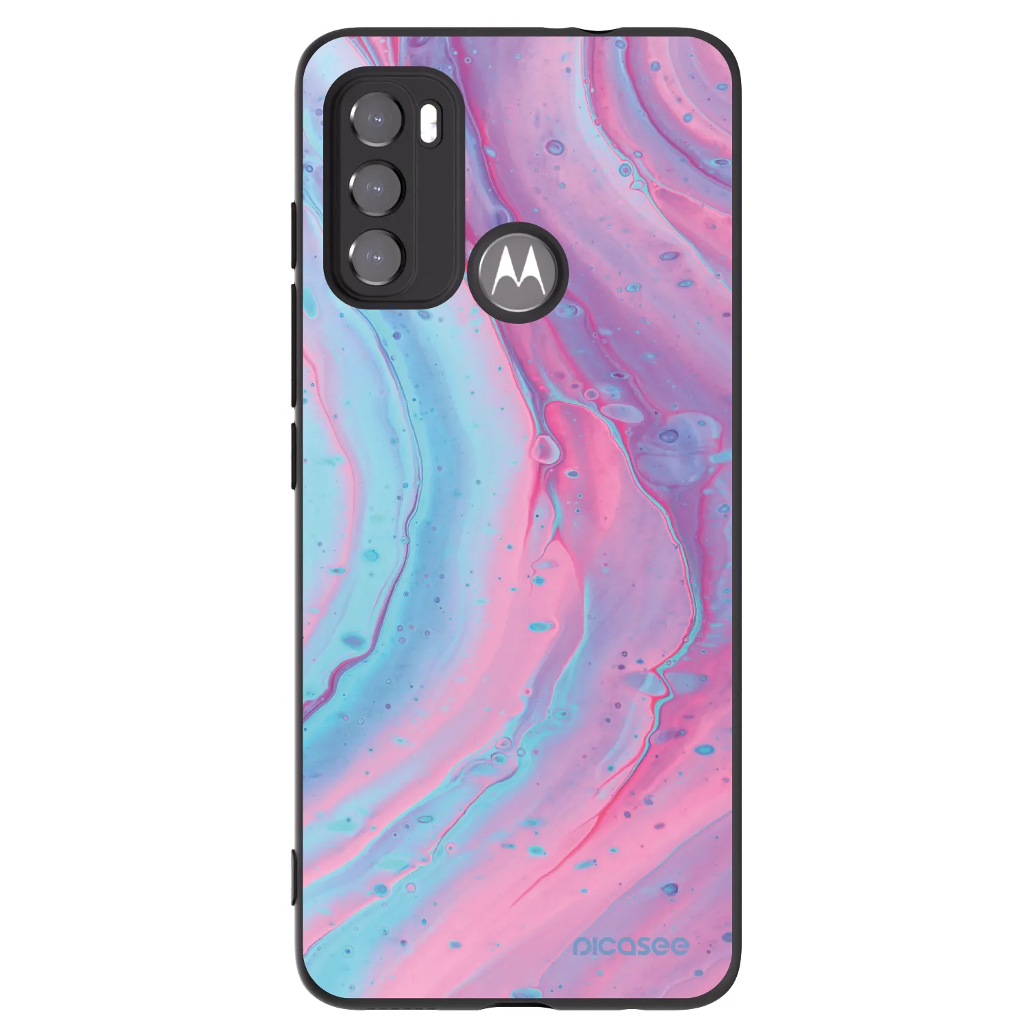 Picasee Motorola Moto G60 Hülle - Schwarzes Silikon - Pink liquid