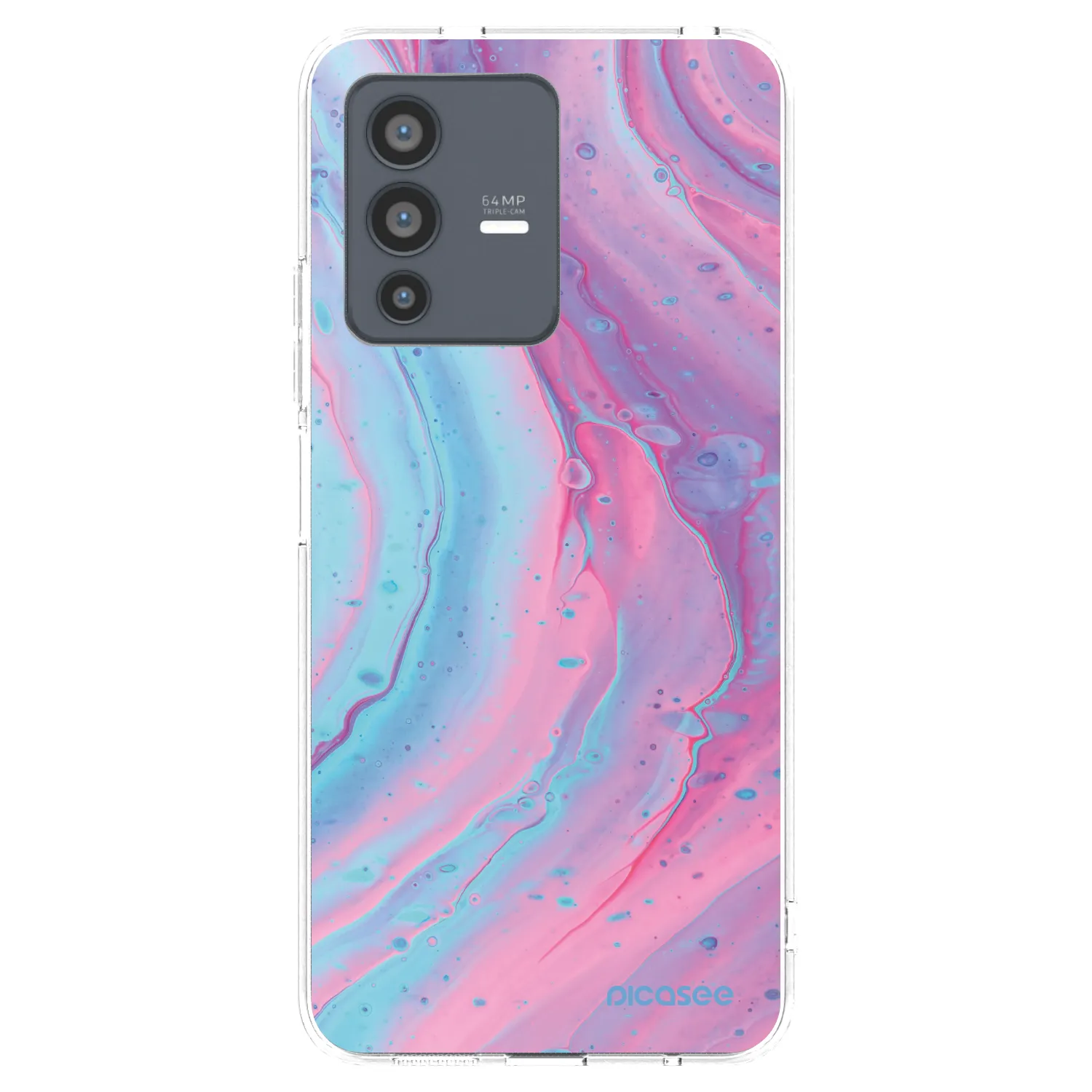 Picasee Vivo V23 5G Hülle - Transparentes Silikon - Pink liquid