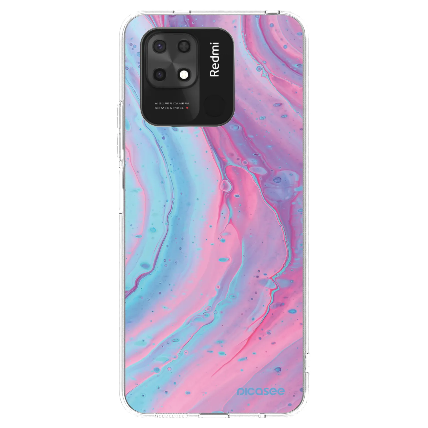 Picasee Xiaomi Redmi 10C Hülle - Transparentes Silikon - Pink liquid