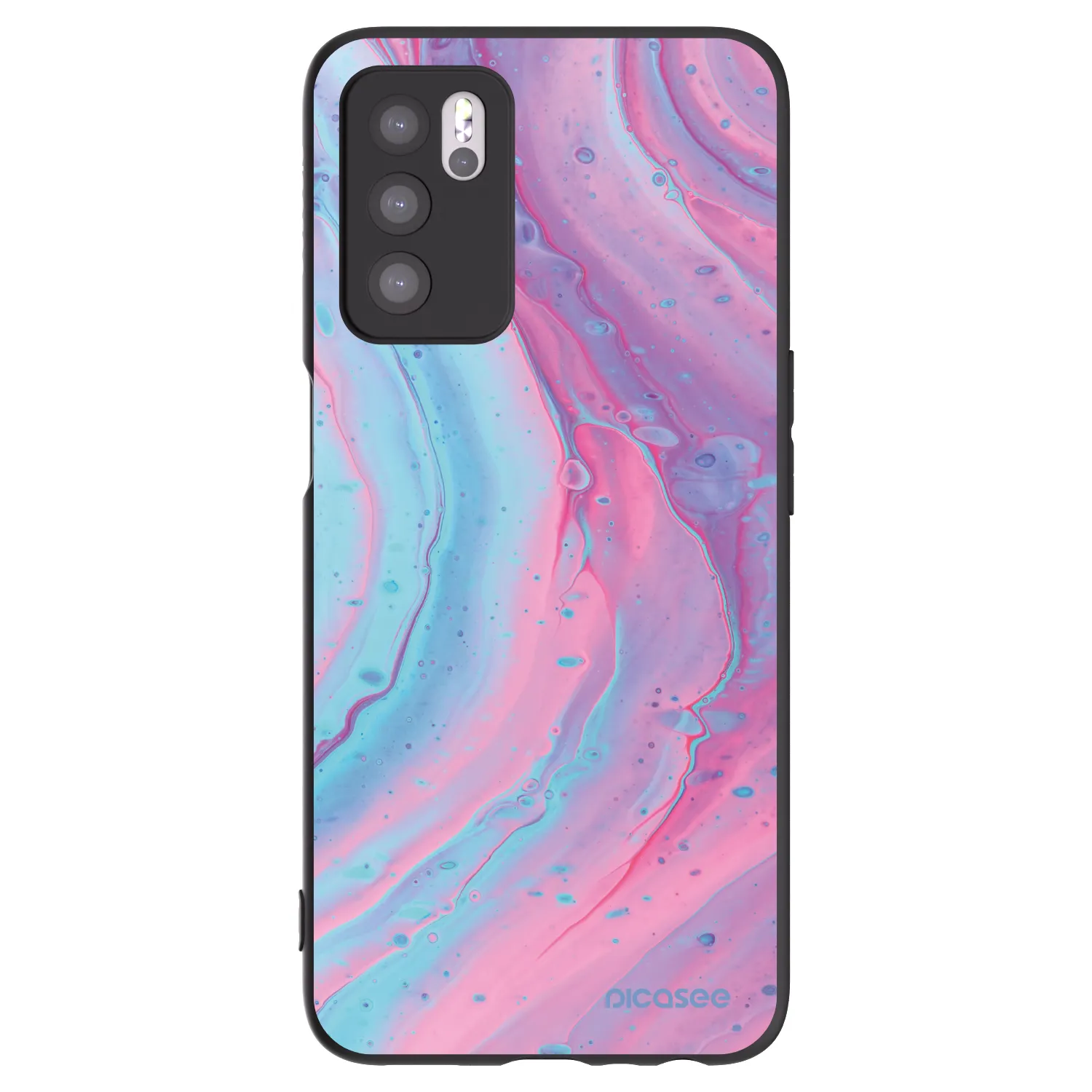 Picasee OPPO A16s Hülle - Schwarzes Silikon - Pink liquid