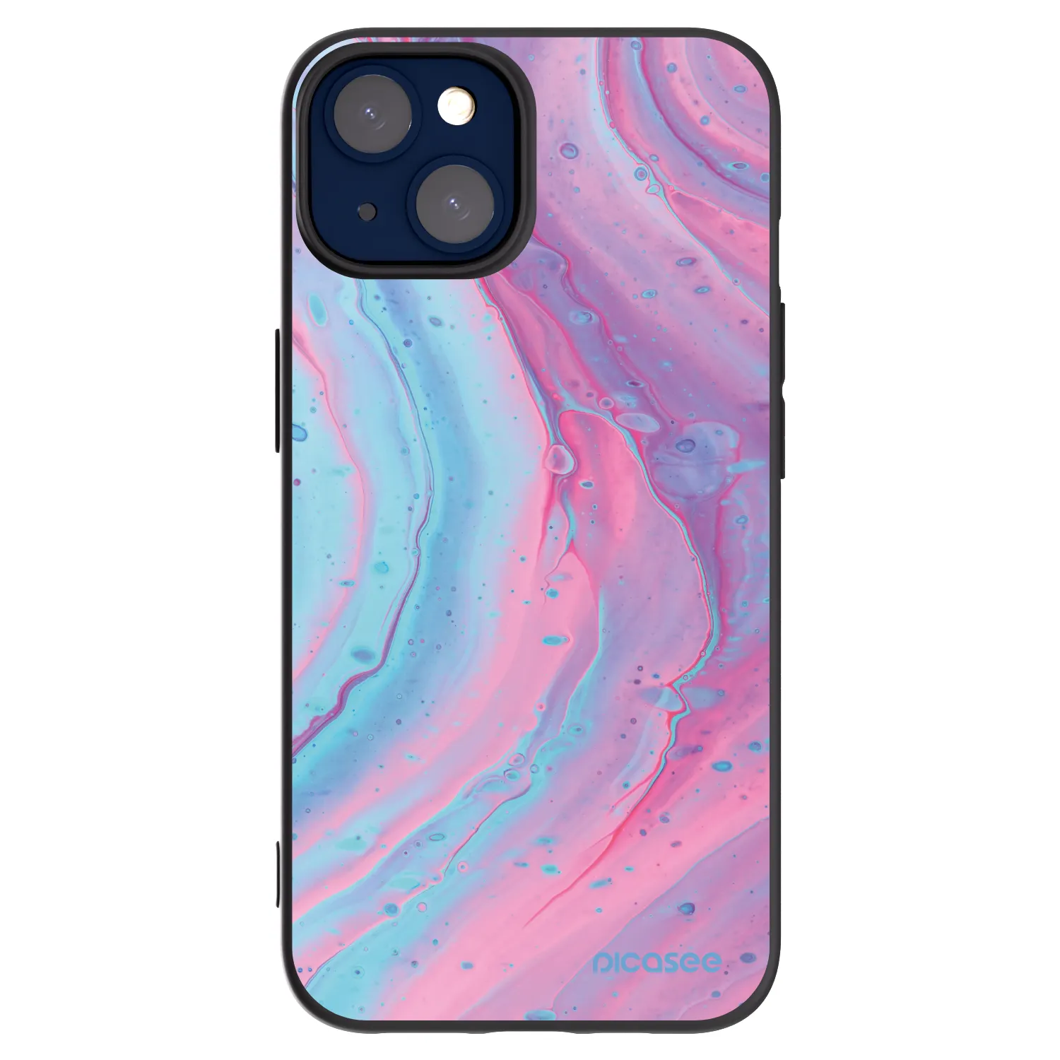 Picasee Apple iPhone 14 Hülle - Schwarzes Silikon - Pink liquid