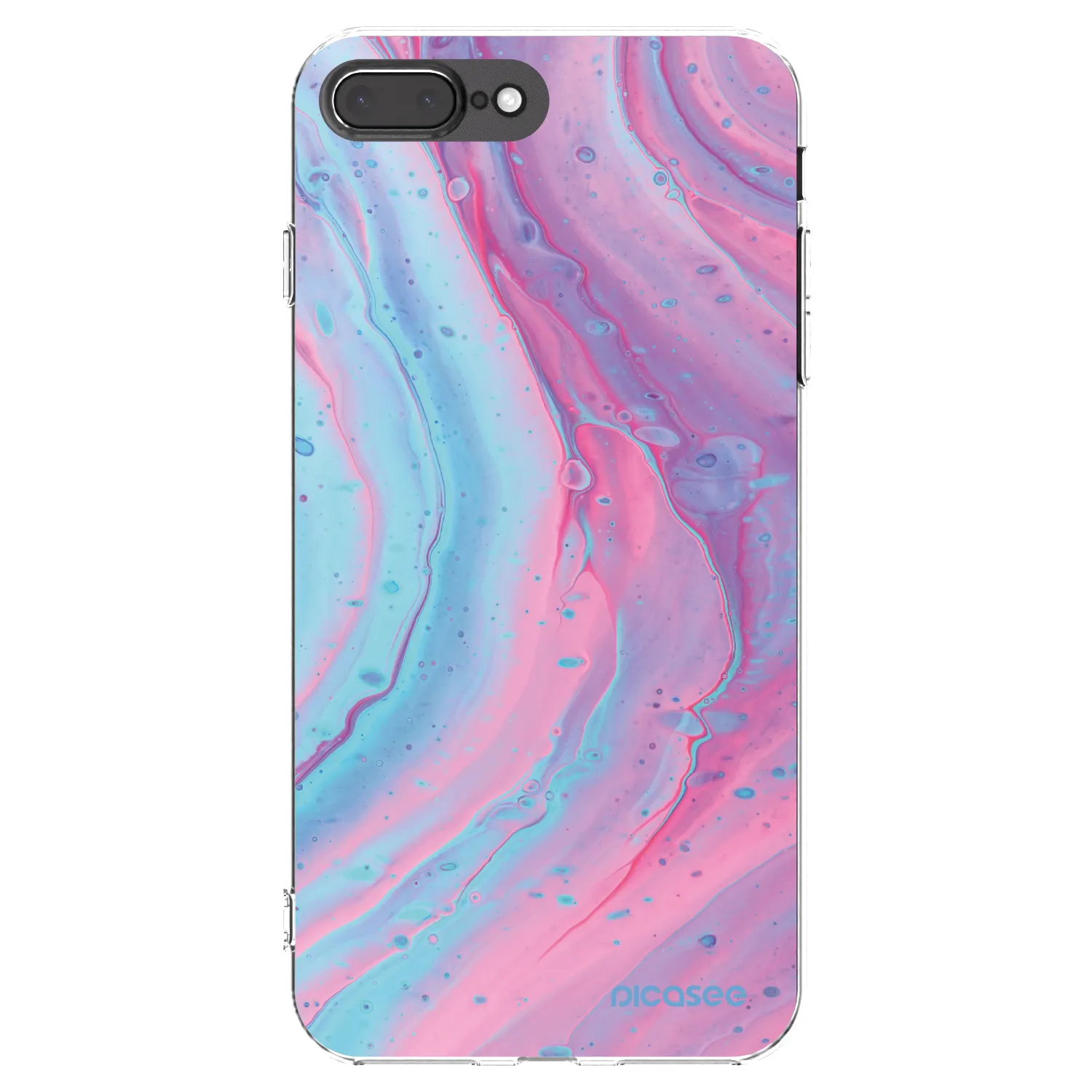 Picasee Apple iPhone 8 Plus Hülle - Transparentes Silikon - Pink liquid