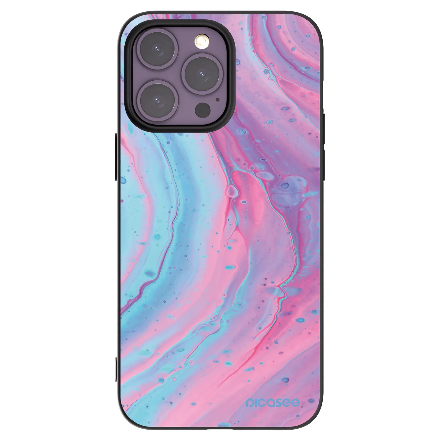 Picasee Apple iPhone 14 Pro Max Hülle - Schwarzes Silikon - Pink liquid
