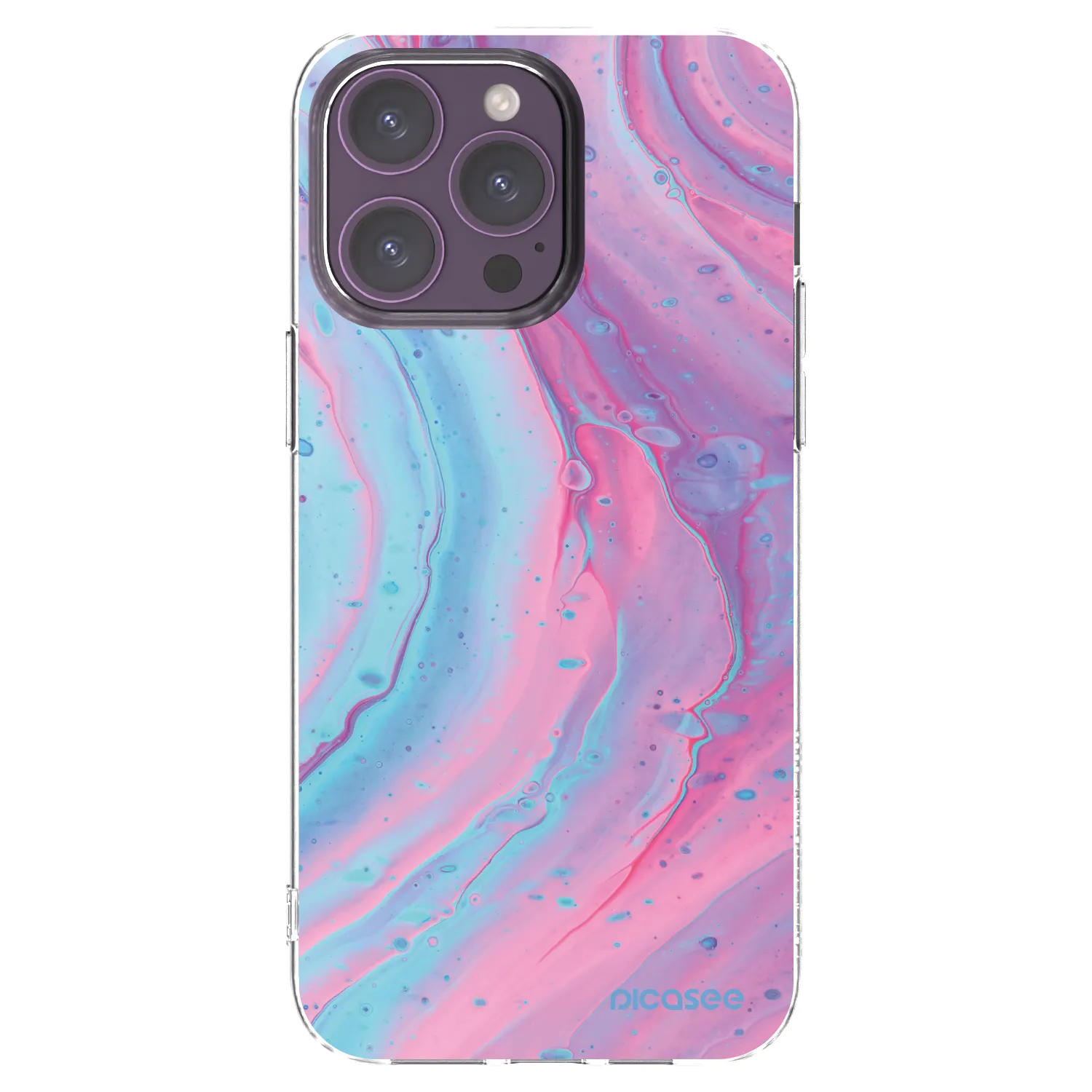 Picasee Apple iPhone 14 Pro Max Hülle - Transparentes Silikon - Pink liquid