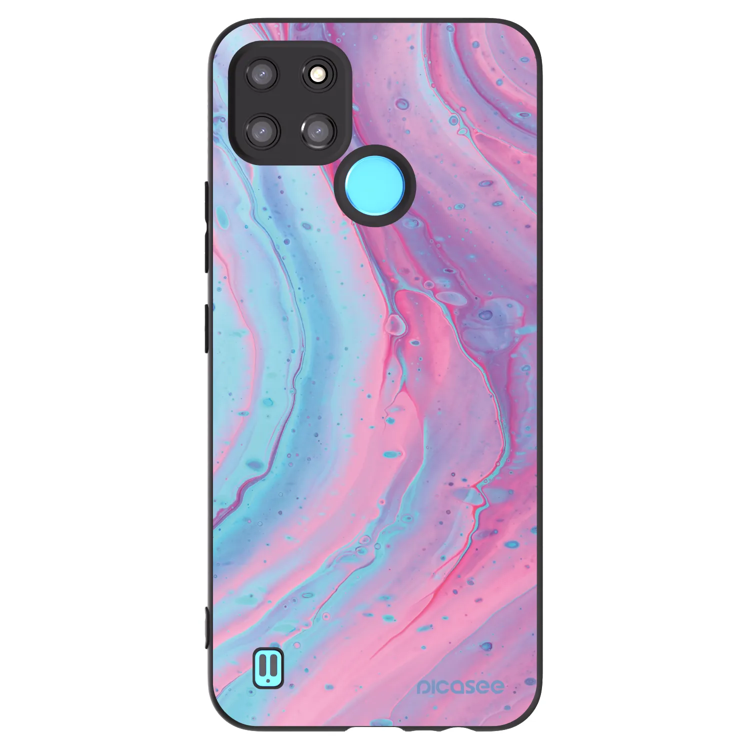 Picasee Realme C21Y Hülle - Schwarzes Silikon - Pink liquid