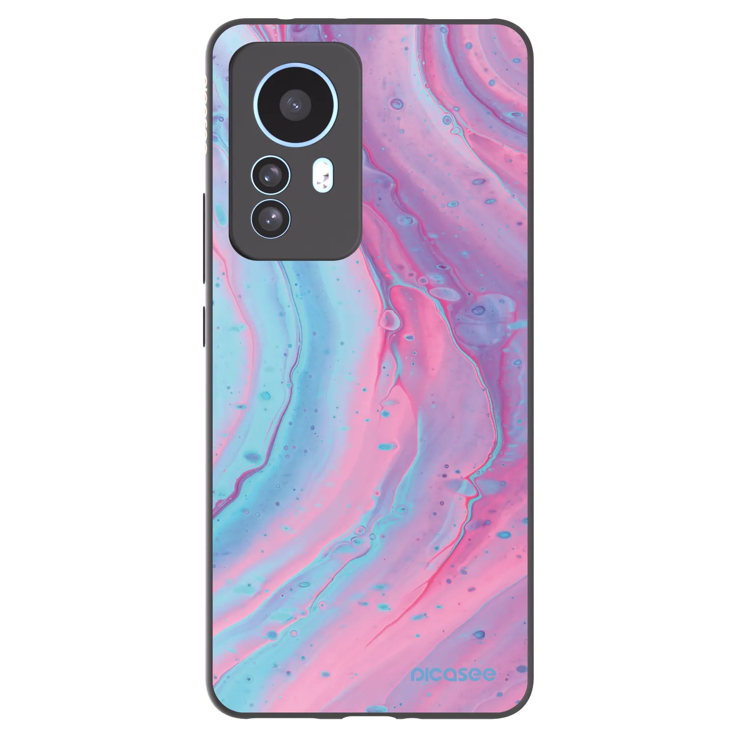 Picasee Xiaomi 12T Pro Hülle - Schwarzes Silikon - Pink liquid