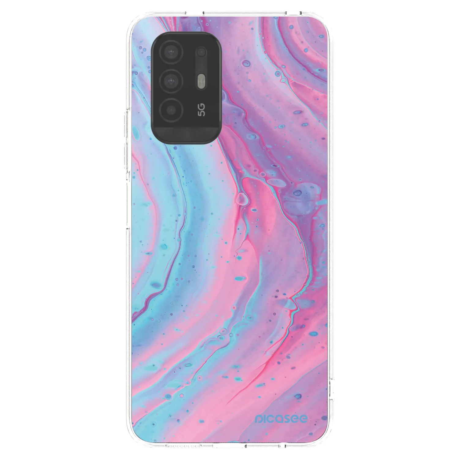 Picasee OPPO A94 5G Hülle - Transparentes Silikon - Pink liquid