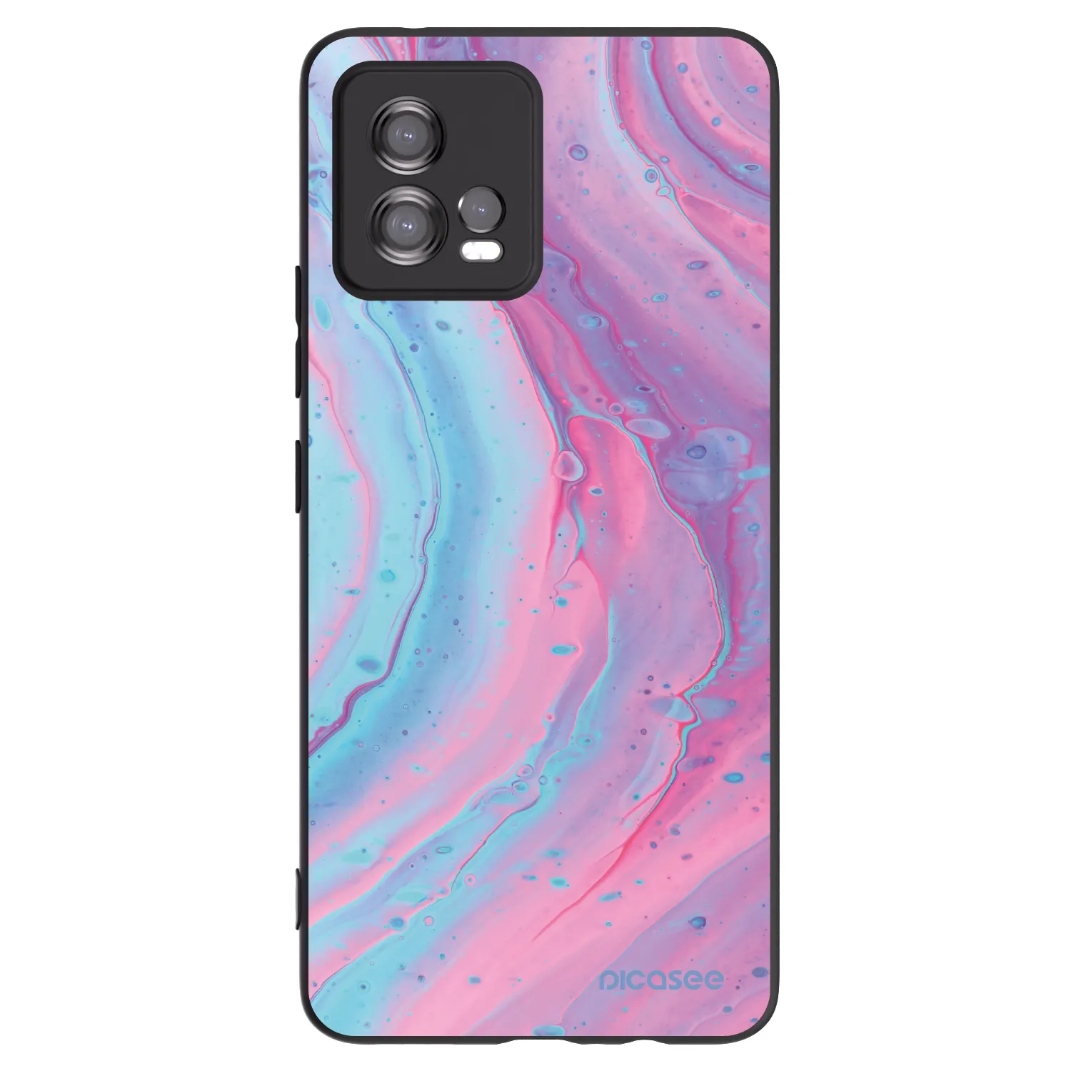 Picasee Motorola Moto G72 Hülle - Schwarzes Silikon - Pink liquid