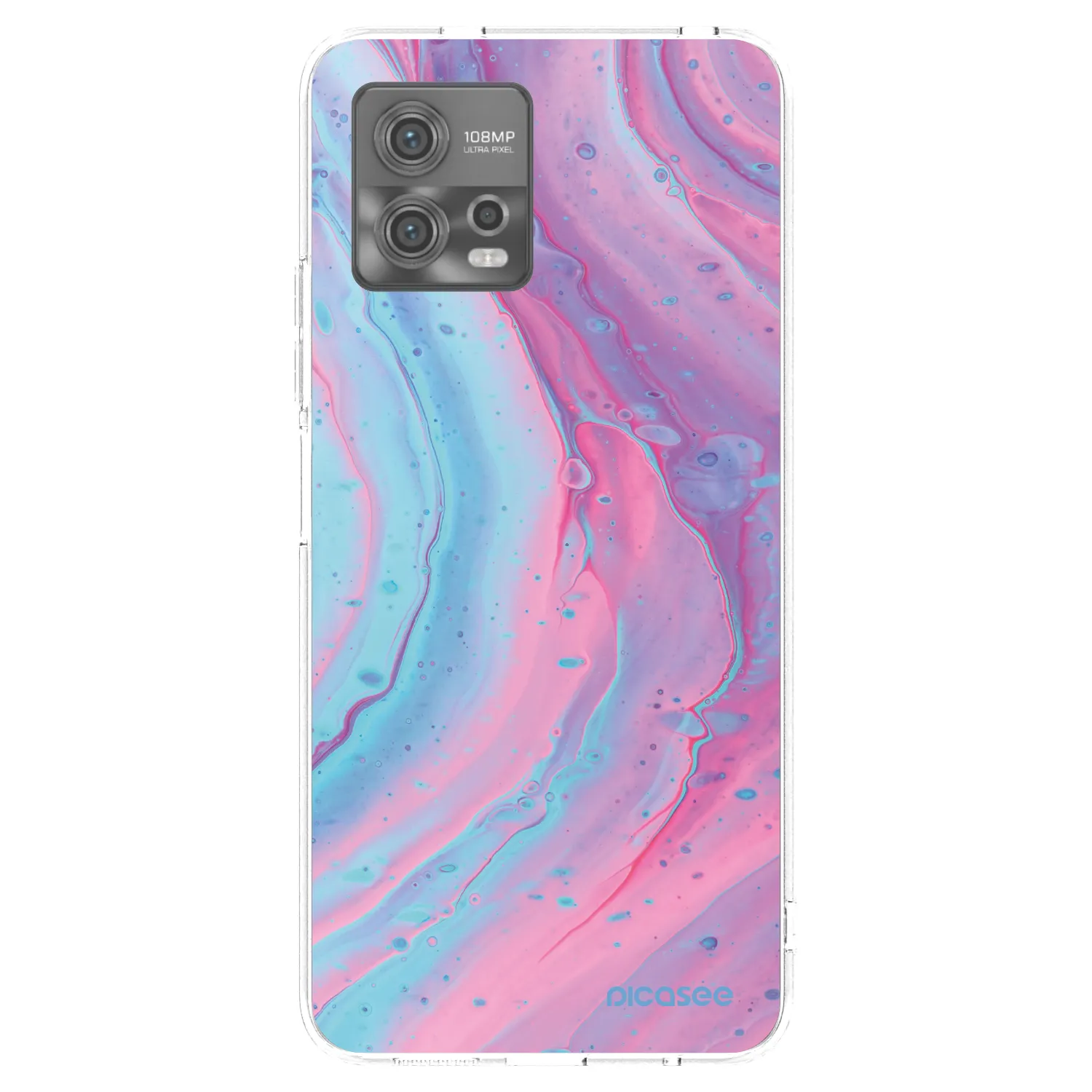 Picasee Motorola Moto G72 Hülle - Transparentes Silikon - Pink liquid